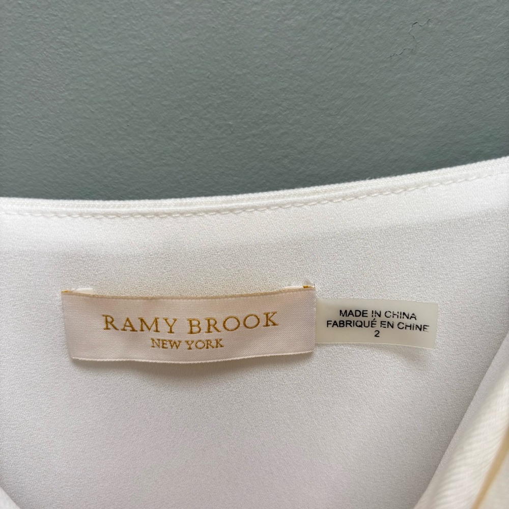 RAMY BROOK May Ruched Ruffle Side Mini Dress In White 2 - Picture 6 of 8